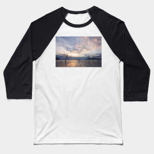 Dead tree in muddy beach at twilight low tide Baseball T-Shirt